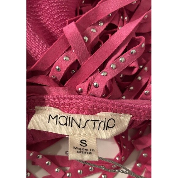 Mainstrip Pink Studded Fringe Spaghetti Strap Crop Top NWT Small - Picture 6 of 10